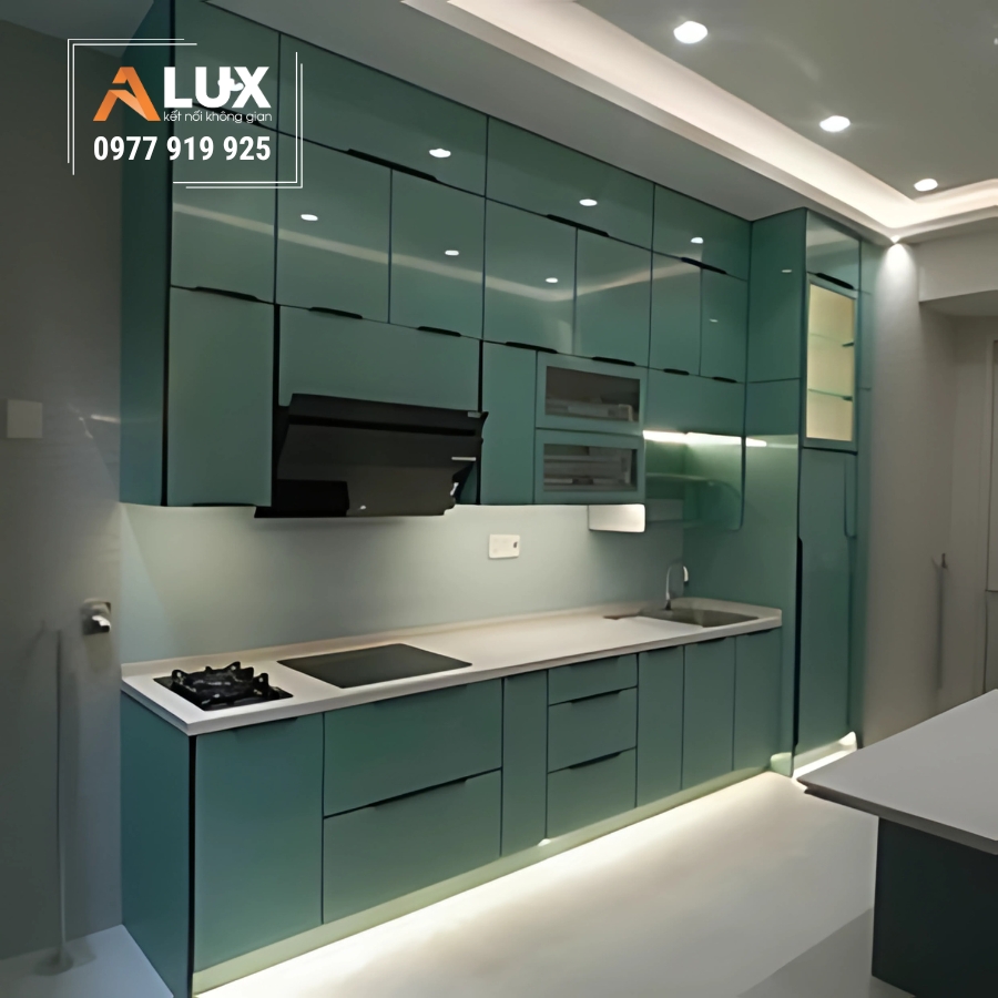 tủ bếp cánh kính cường lực