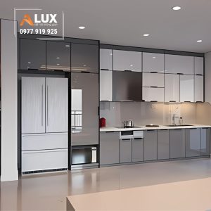 tủ bếp nhôm cánh kính